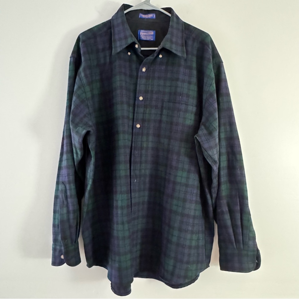 Pendleton Navy and Green Plaid Button Down Shirt